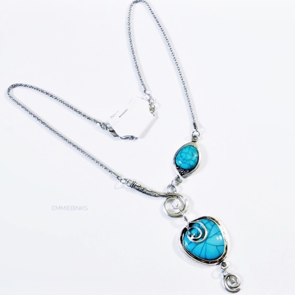 Boutique Jewelry - 🆕 Boho Statement Necklace Faux Turquoise & Silver
